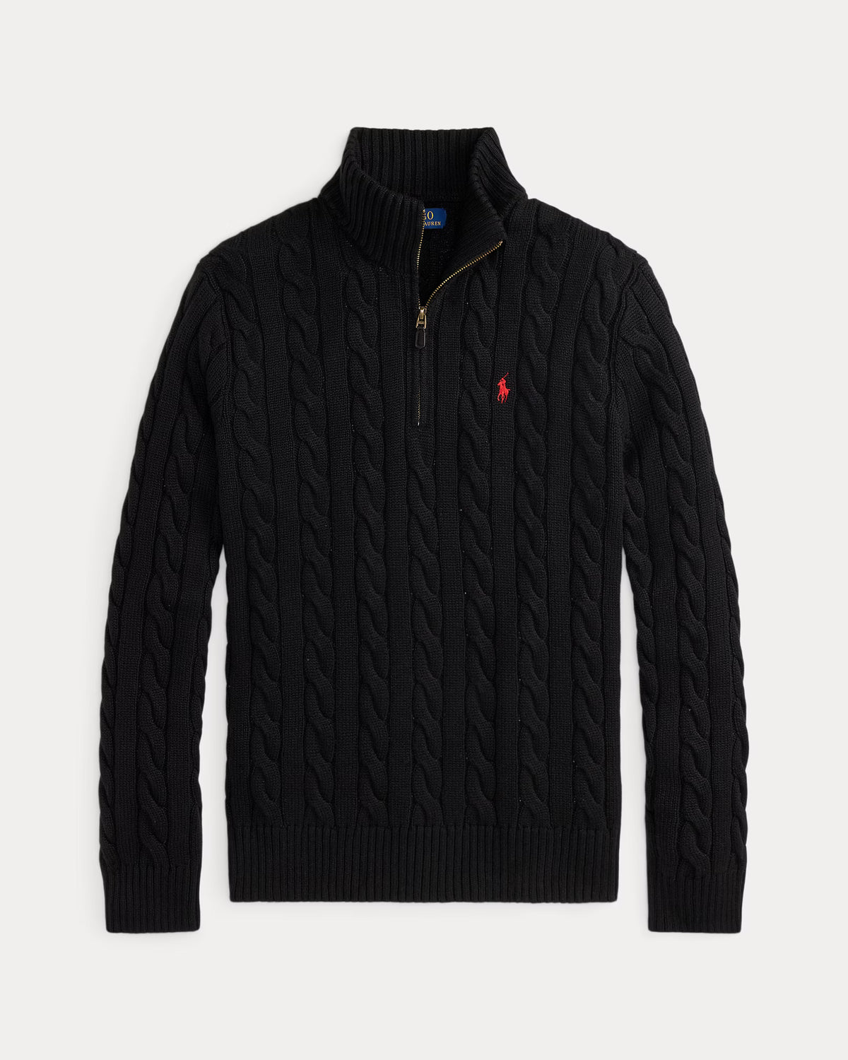 Cable-Knit Quarter-Zip Jumper - Black