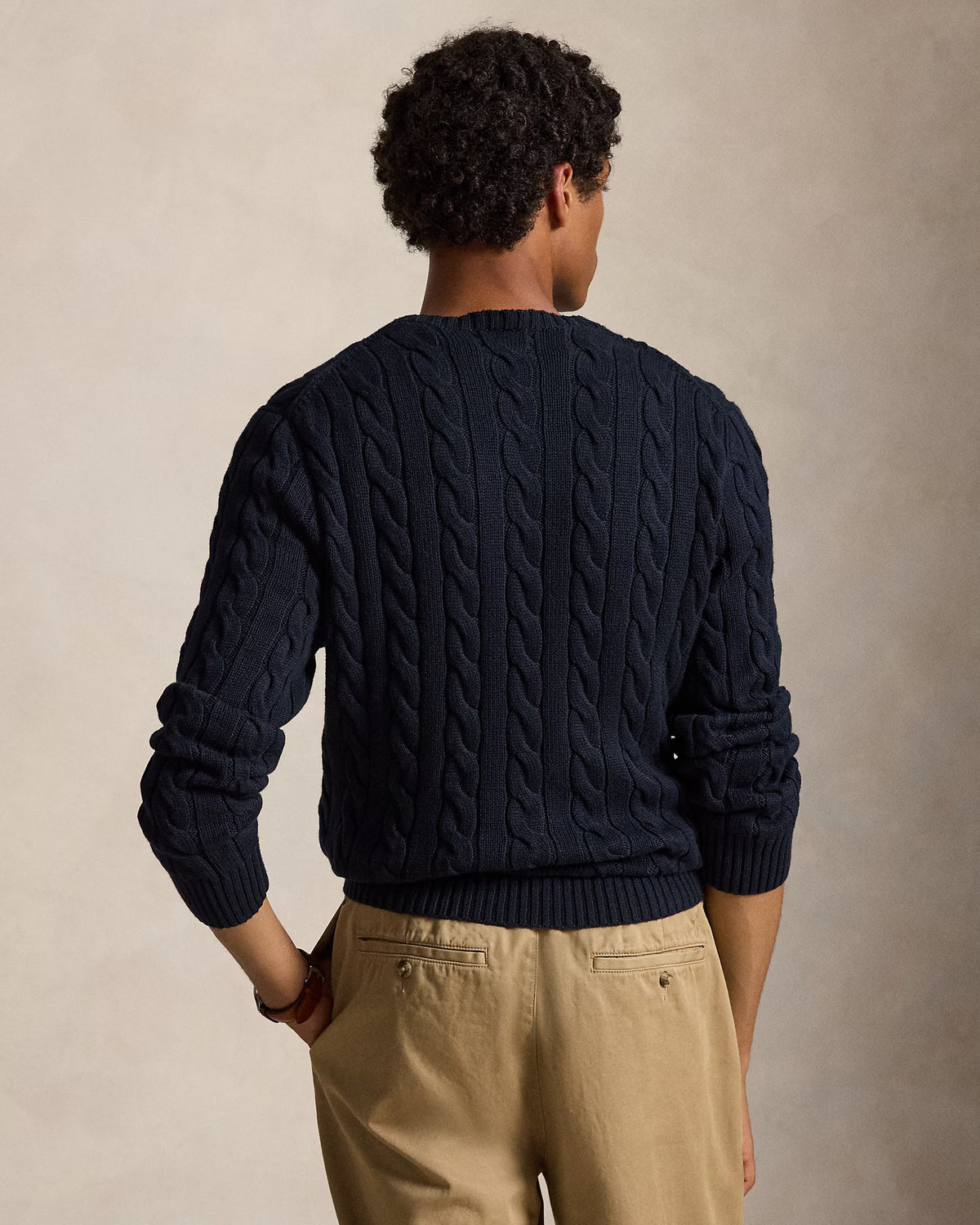 Cable-Knit Cotton Jumper - Navy Blue