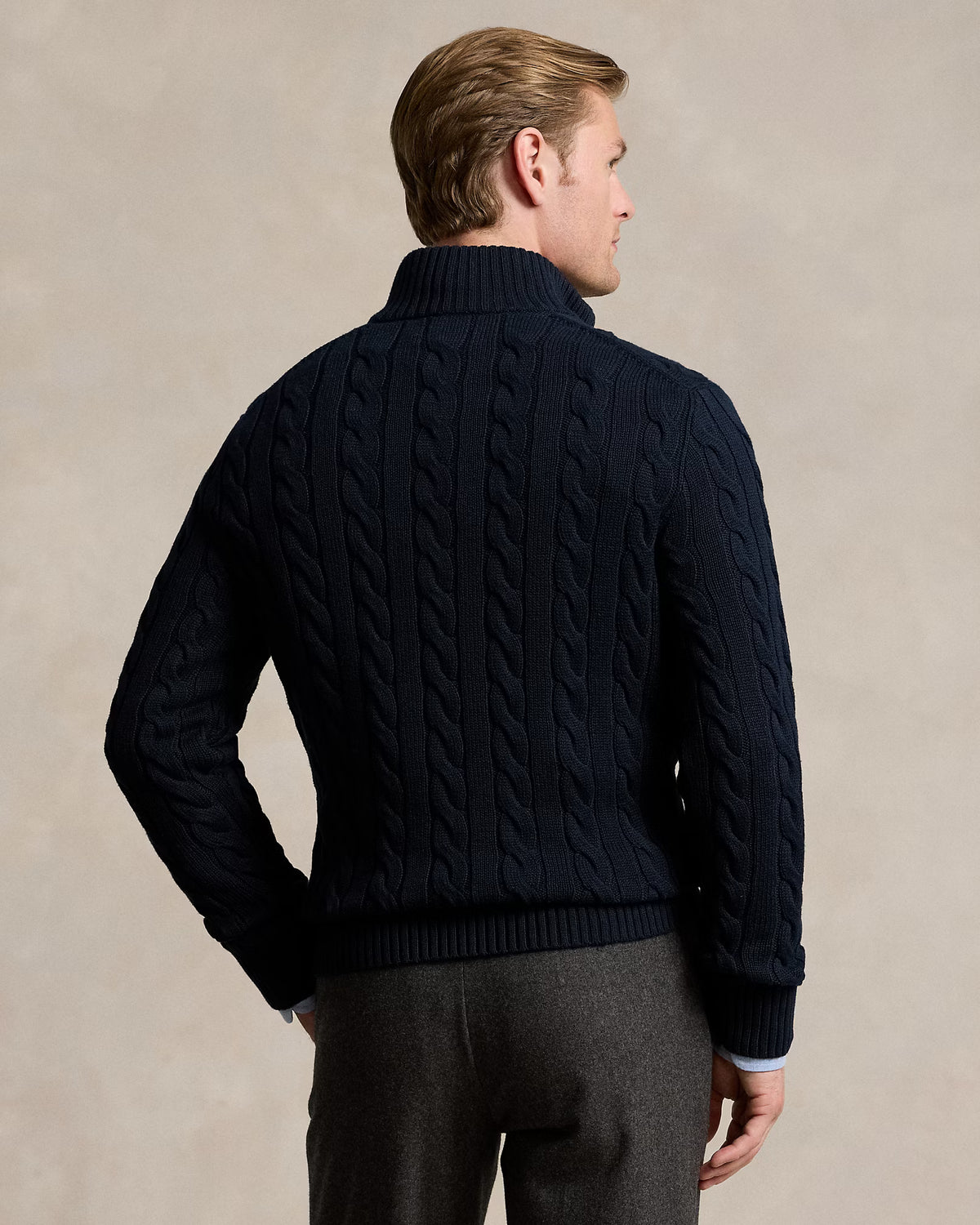 Cable-Knit Quarter-Zip Jumper - Hunter Navy